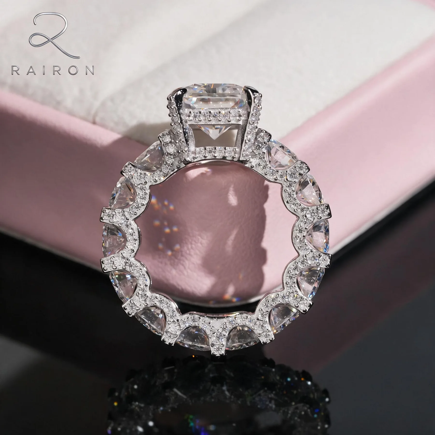 Radiant-Cut Crown Ring profile view